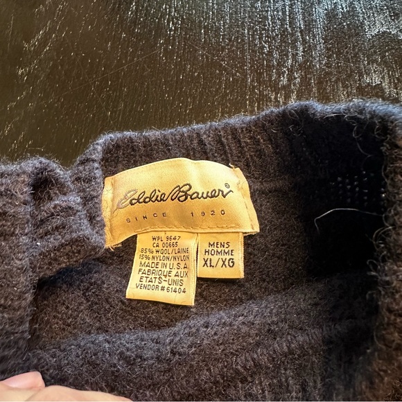 Vintage Eddie Bauer Large Wool Sweater Crewneck Green and Blue Retro Oversized - Picture 6 of 7